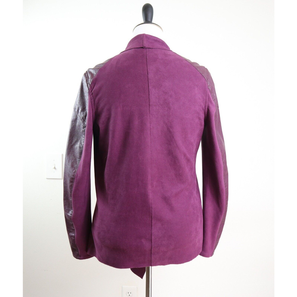 BlankNYC Size S Draped Front Moto Jacket Faux Suede Cabernet - Picture 6 of 12